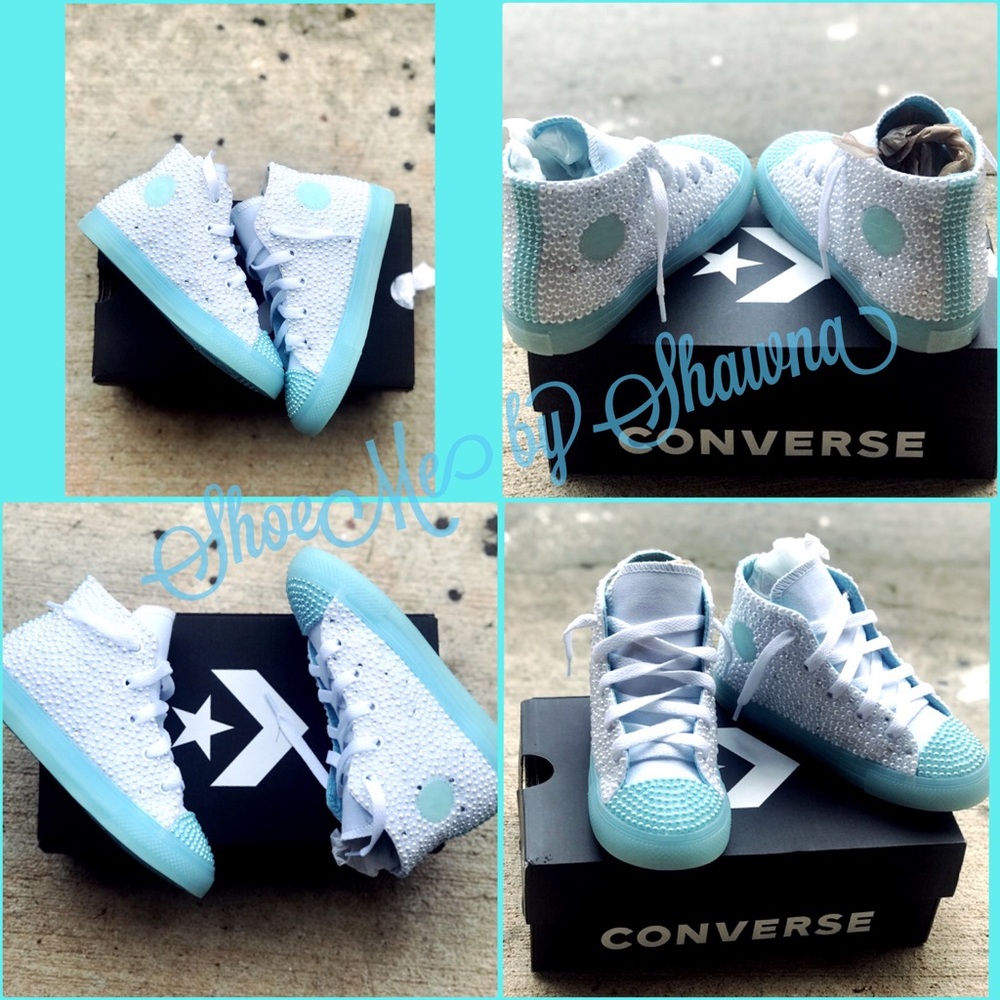 CUSTOM BLING AND PEARL CONVERSE!! For INFANT SIZE